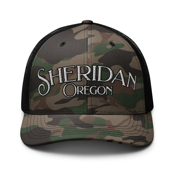 Sheridan, Oregon Camouflage trucker hat